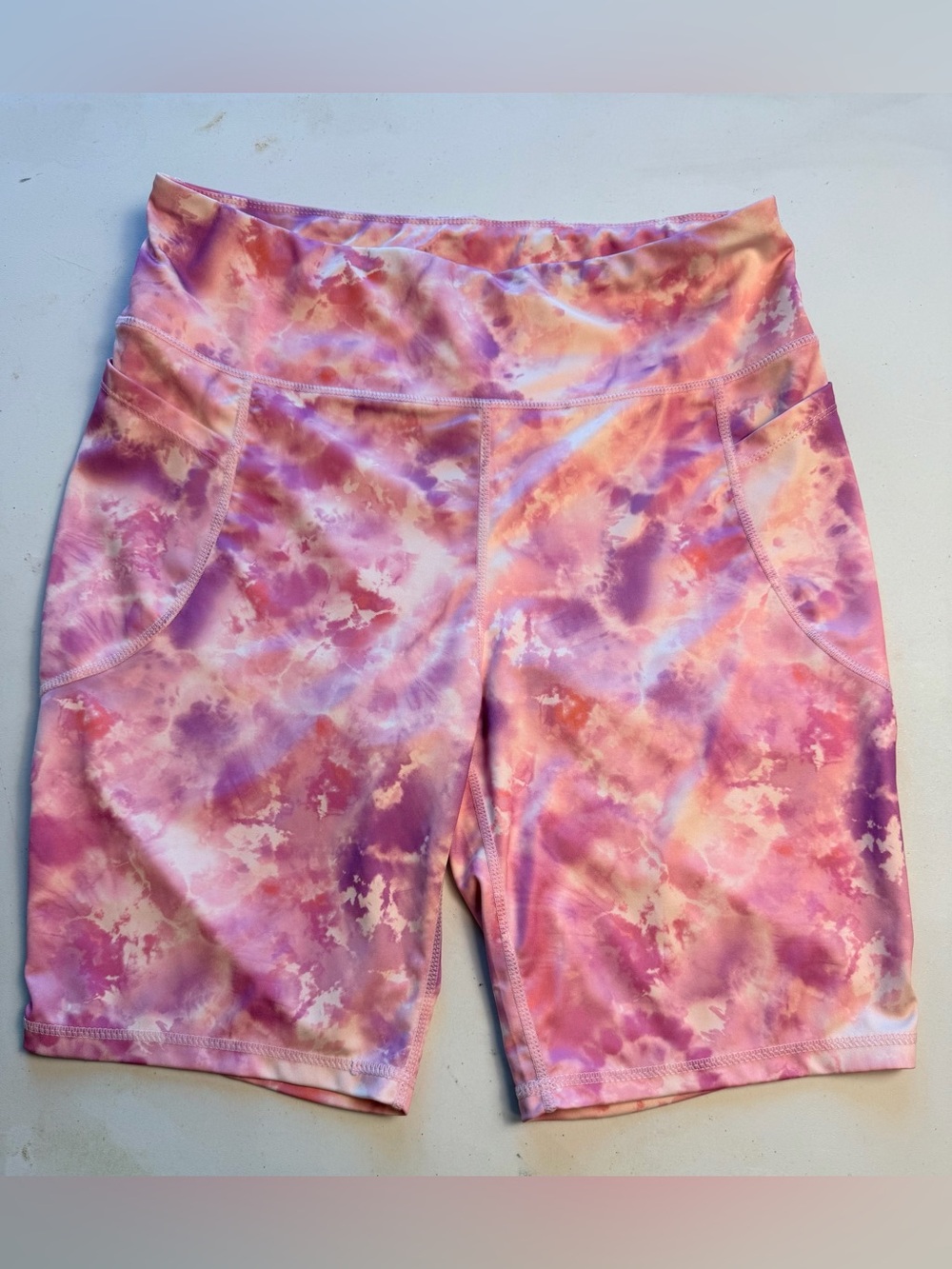 bebe Pink & Lavender Tie-Dye Bike Shorts